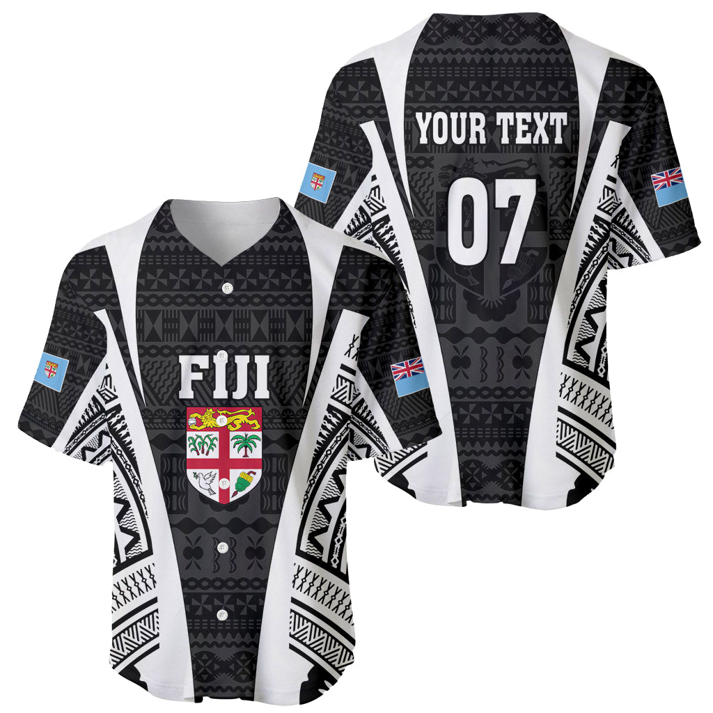 Personalised Fiji Rugby Baseball Jersey 2023 World Cup History Makers - Black Ver LT7 - Polynesian Pride