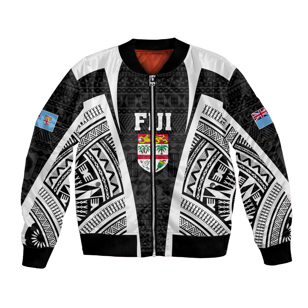 Personalised Fiji Rugby Bomber Jacket 2023 World Cup History Makers - Black Ver LT7 Unisex Black - Polynesian Pride