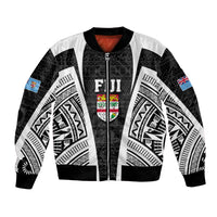 Personalised Fiji Rugby Bomber Jacket 2023 World Cup History Makers - Black Ver LT7 Unisex Black - Polynesian Pride