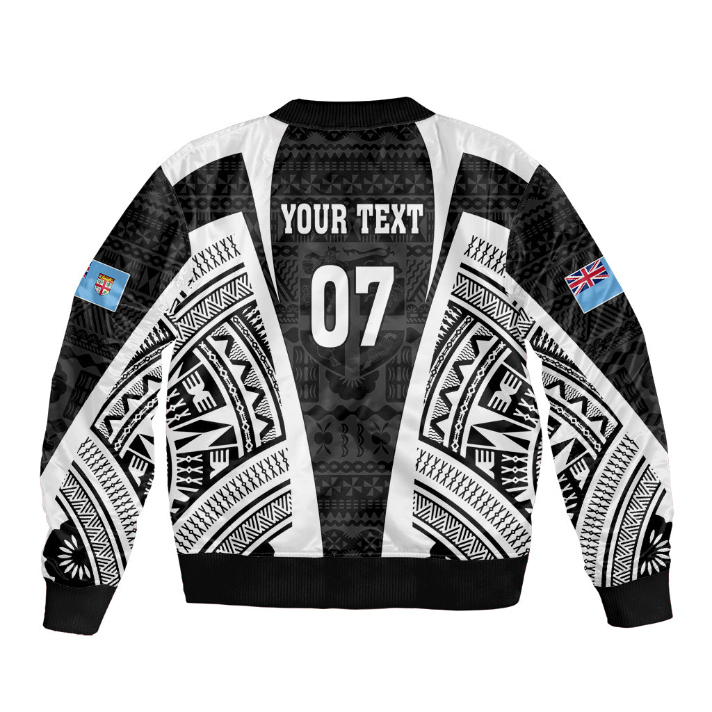 Personalised Fiji Rugby Bomber Jacket 2023 World Cup History Makers - Black Ver LT7 - Polynesian Pride