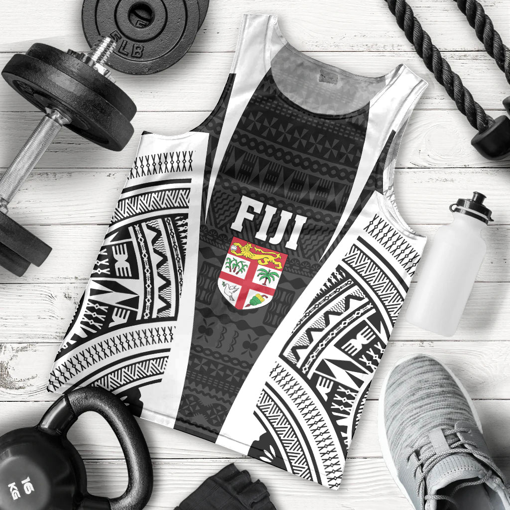 Personalised Fiji Rugby Men Tank Top 2023 World Cup History Makers - Black Ver LT7 Black - Polynesian Pride