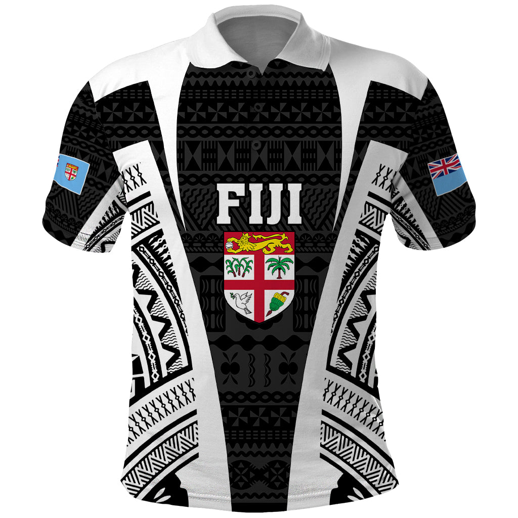 Personalised Fiji Rugby Polo Shirt 2023 World Cup History Makers - Black Ver LT7 Black - Polynesian Pride