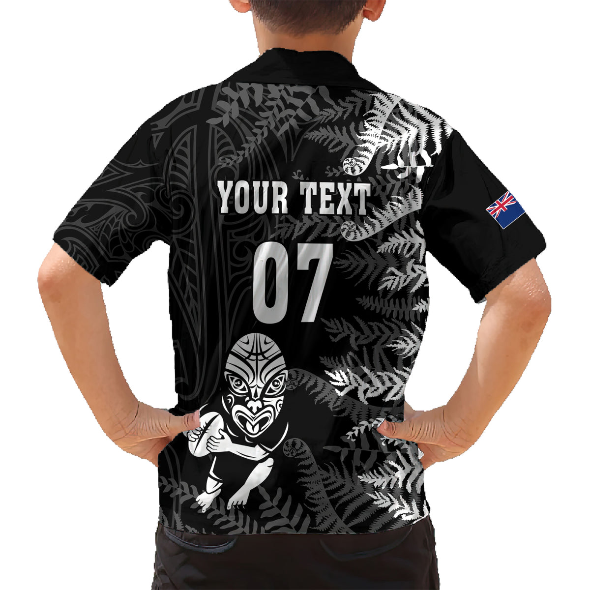 Personalised New Zealand Rugby Kid Hawaiian Shirt Silver Fern Basic 2023 World Cup LT7 - Polynesian Pride