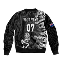 Personalised New Zealand Rugby Sleeve Zip Bomber Jacket Silver Fern Basic 2023 World Cup LT7 - Polynesian Pride