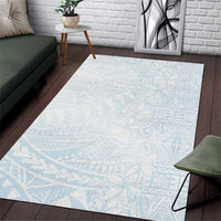 White Sunday Area Rug Plumeria Tatau Mix Tapa LT7 White - Polynesian Pride