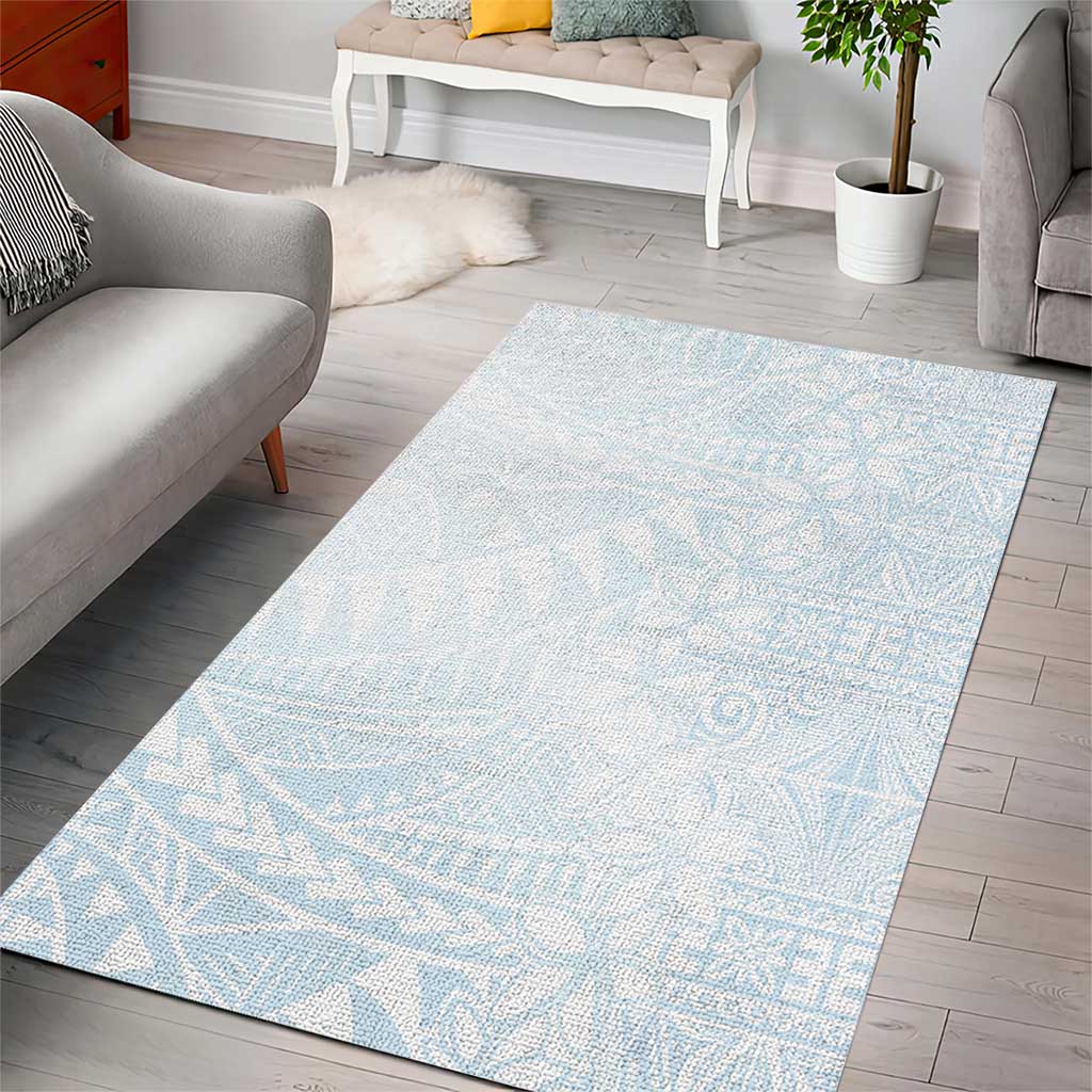 White Sunday Area Rug Plumeria Tatau Mix Tapa LT7 - Polynesian Pride