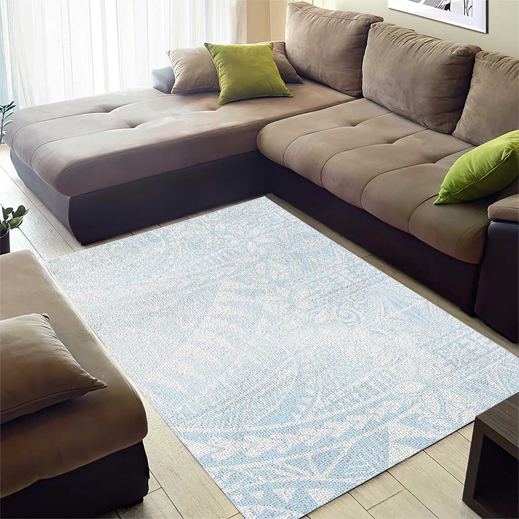 White Sunday Area Rug Plumeria Tatau Mix Tapa LT7 - Polynesian Pride