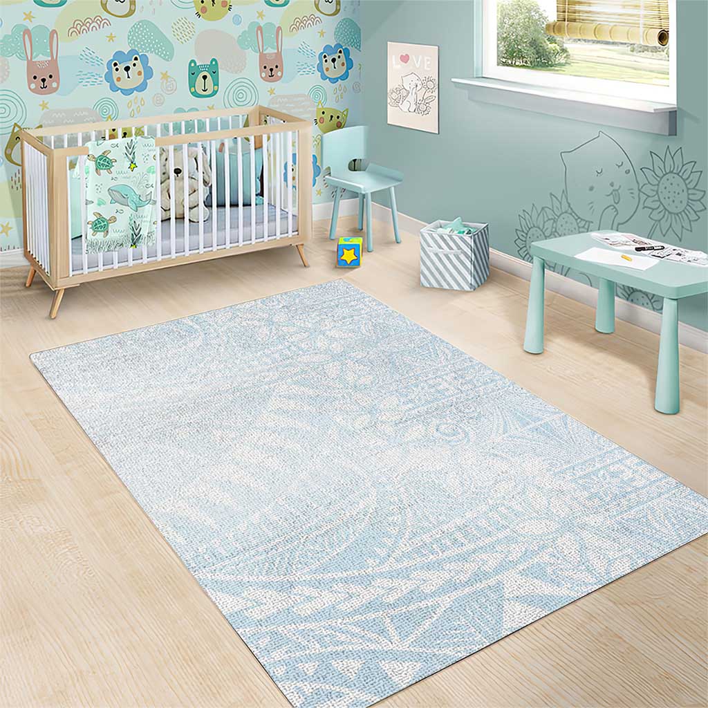 White Sunday Area Rug Plumeria Tatau Mix Tapa LT7 - Polynesian Pride