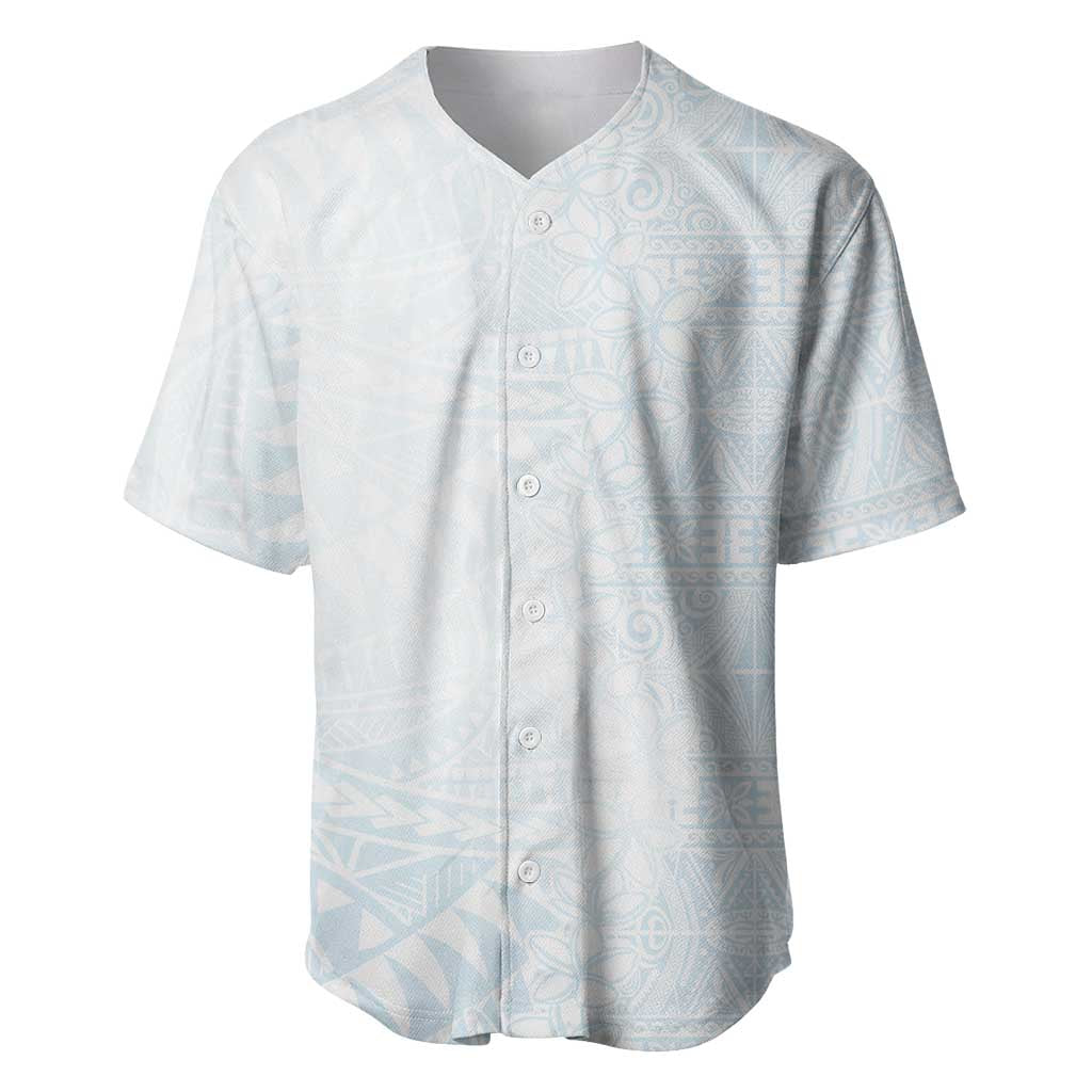 White Sunday Baseball Jersey Plumeria Tatau Mix Tapa LT7 White - Polynesian Pride