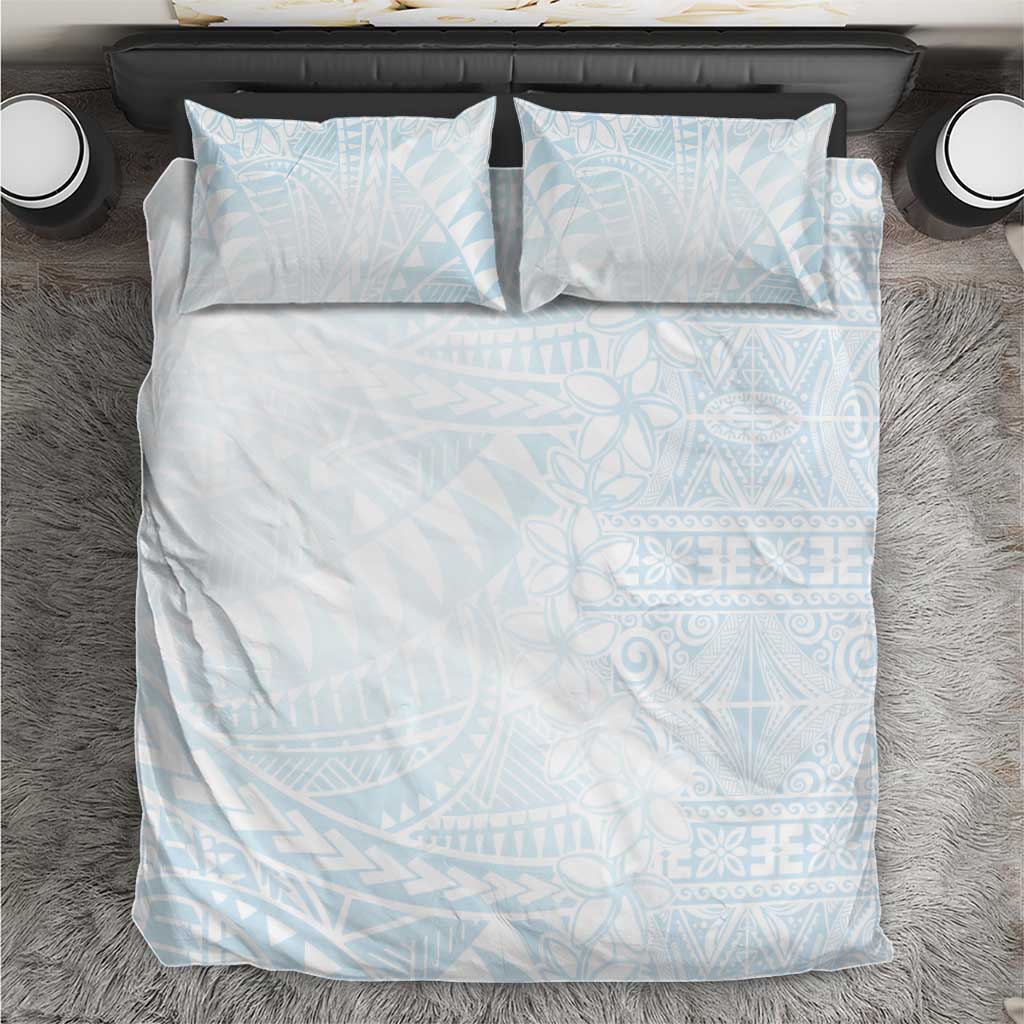White Sunday Bedding Set Plumeria Tatau Mix Tapa LT7 White - Polynesian Pride