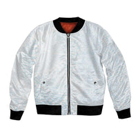 White Sunday Bomber Jacket Plumeria Tatau Mix Tapa LT7 Unisex White - Polynesian Pride
