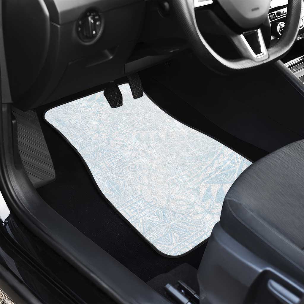 White Sunday Car Mats Plumeria Tatau Mix Tapa LT7 - Polynesian Pride