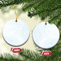 White Sunday Ceramic Ornament Plumeria Tatau Mix Tapa LT7 Circle White - Polynesian Pride