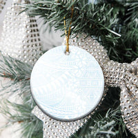 White Sunday Ceramic Ornament Plumeria Tatau Mix Tapa LT7 - Polynesian Pride