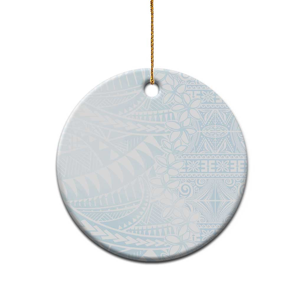 White Sunday Ceramic Ornament Plumeria Tatau Mix Tapa LT7 - Polynesian Pride