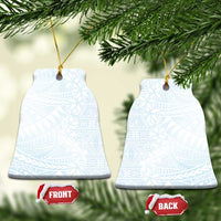 White Sunday Ceramic Ornament Plumeria Tatau Mix Tapa LT7 Bell Flake White - Polynesian Pride