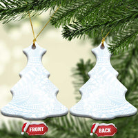 White Sunday Ceramic Ornament Plumeria Tatau Mix Tapa LT7 Christmas Tree White - Polynesian Pride