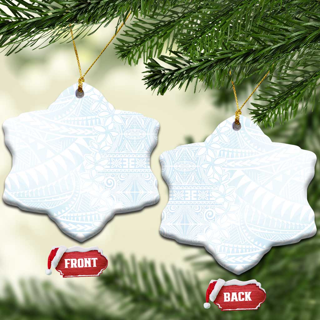 White Sunday Ceramic Ornament Plumeria Tatau Mix Tapa LT7 Snow Flake White - Polynesian Pride