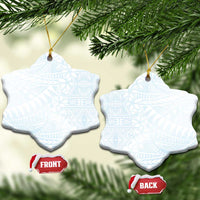 White Sunday Ceramic Ornament Plumeria Tatau Mix Tapa LT7 Snow Flake White - Polynesian Pride