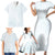 White Sunday Family Matching Short Sleeve Bodycon Dress and Hawaiian Shirt Plumeria Tatau Mix Tapa