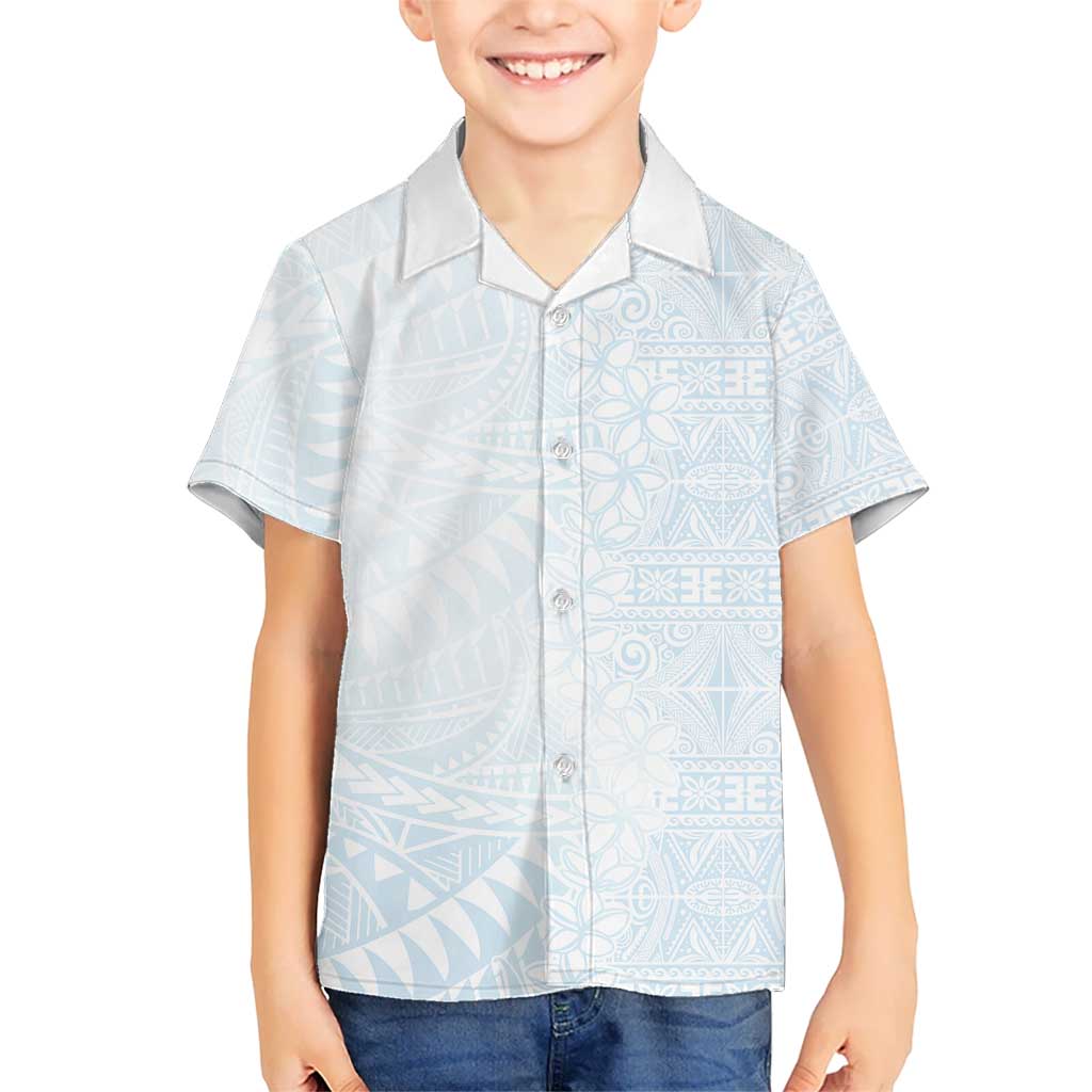 White Sunday Kid Hawaiian Shirt Plumeria Tatau Mix Tapa LT7 Kid White - Polynesian Pride