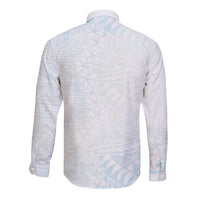 White Sunday Long Sleeve Button Shirt Plumeria Tatau Mix Tapa LT7 - Polynesian Pride