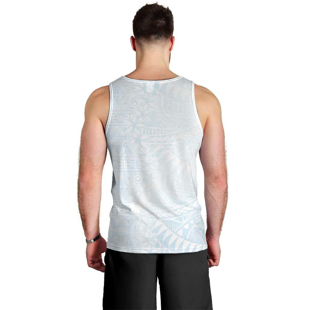 White Sunday Men Tank Top Plumeria Tatau Mix Tapa LT7 - Polynesian Pride