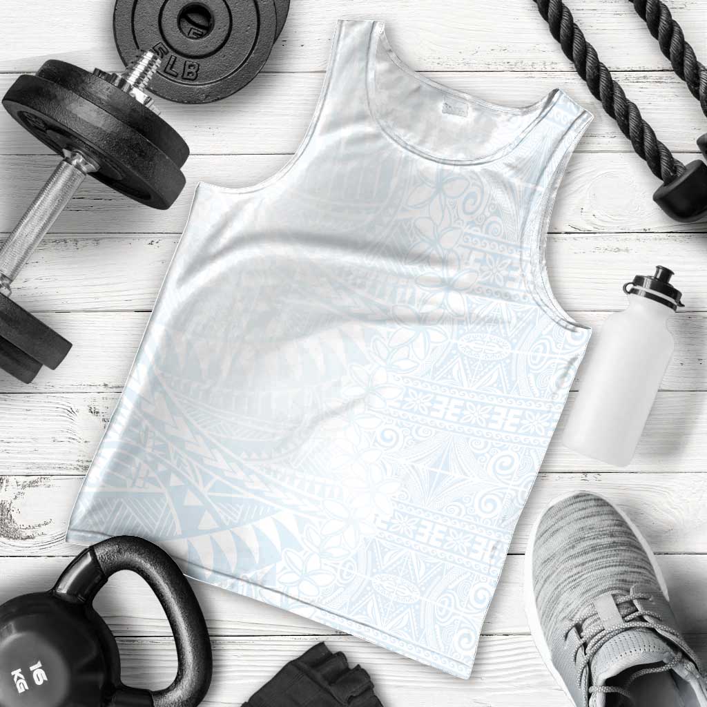 White Sunday Men Tank Top Plumeria Tatau Mix Tapa LT7 - Polynesian Pride