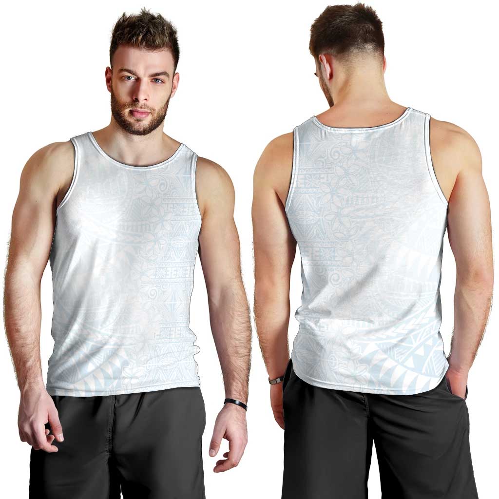 White Sunday Men Tank Top Plumeria Tatau Mix Tapa LT7 - Polynesian Pride