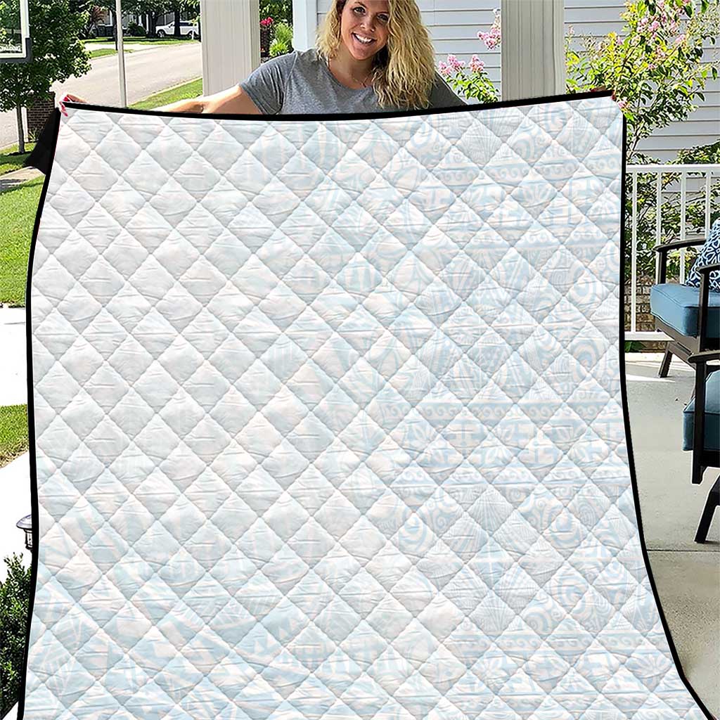White Sunday Quilt Plumeria Tatau Mix Tapa LT7 White - Polynesian Pride