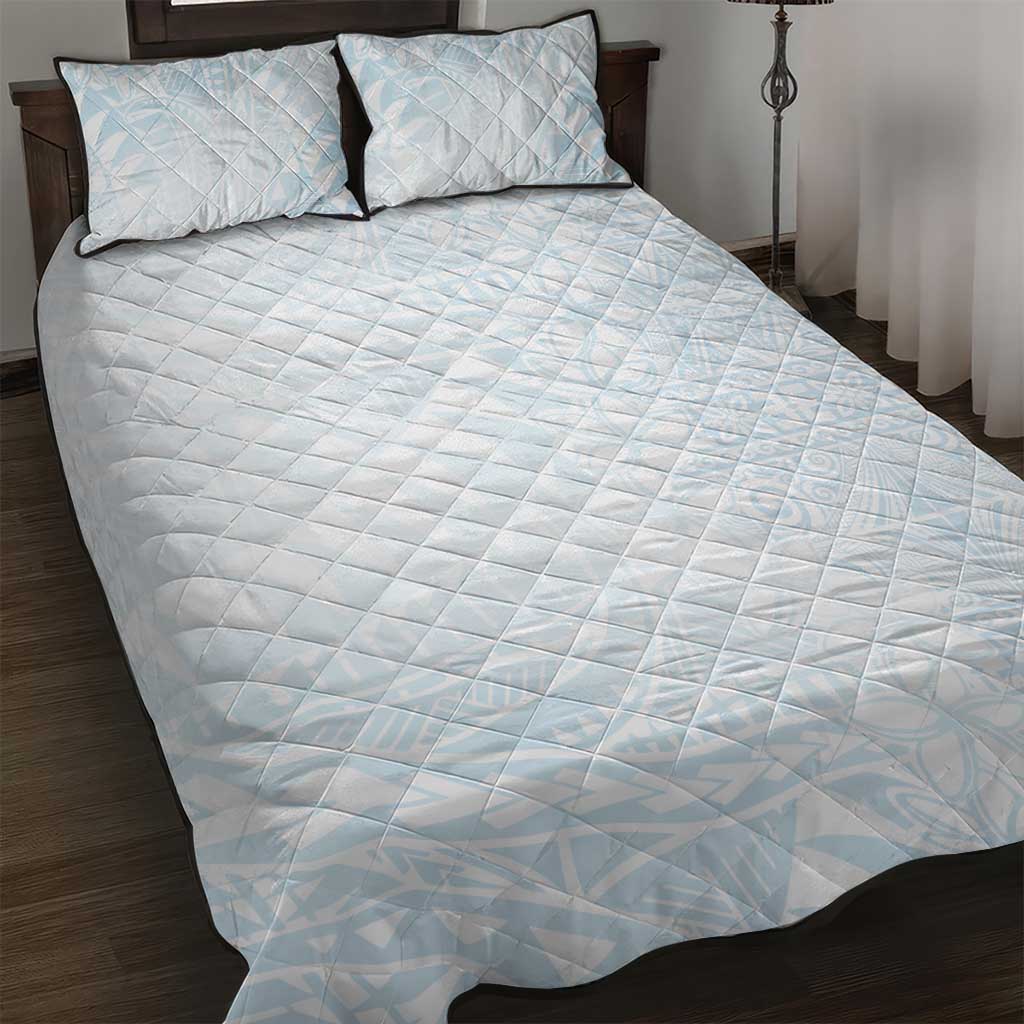 White Sunday Quilt Bed Set Plumeria Tatau Mix Tapa LT7 White - Polynesian Pride