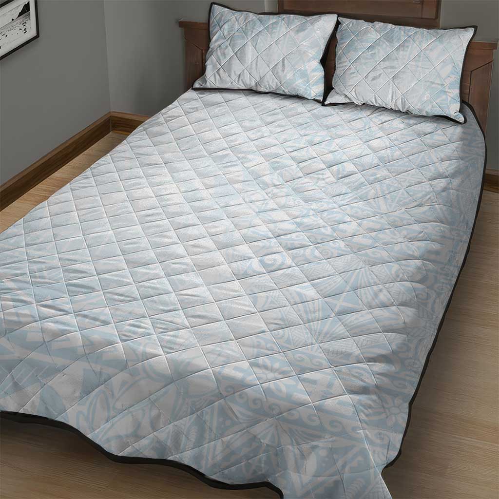 White Sunday Quilt Bed Set Plumeria Tatau Mix Tapa LT7 - Polynesian Pride