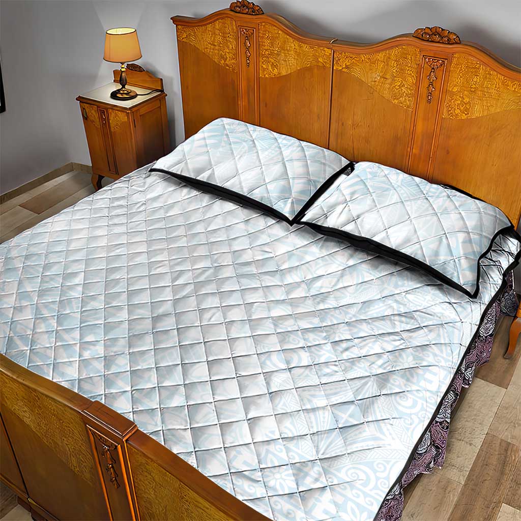 White Sunday Quilt Bed Set Plumeria Tatau Mix Tapa LT7 - Polynesian Pride