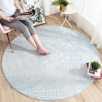 White Sunday Round Carpet Plumeria Tatau Mix Tapa LT7 - Polynesian Pride