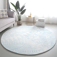 White Sunday Round Carpet Plumeria Tatau Mix Tapa LT7 - Polynesian Pride