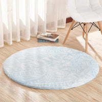 White Sunday Round Carpet Plumeria Tatau Mix Tapa LT7 - Polynesian Pride