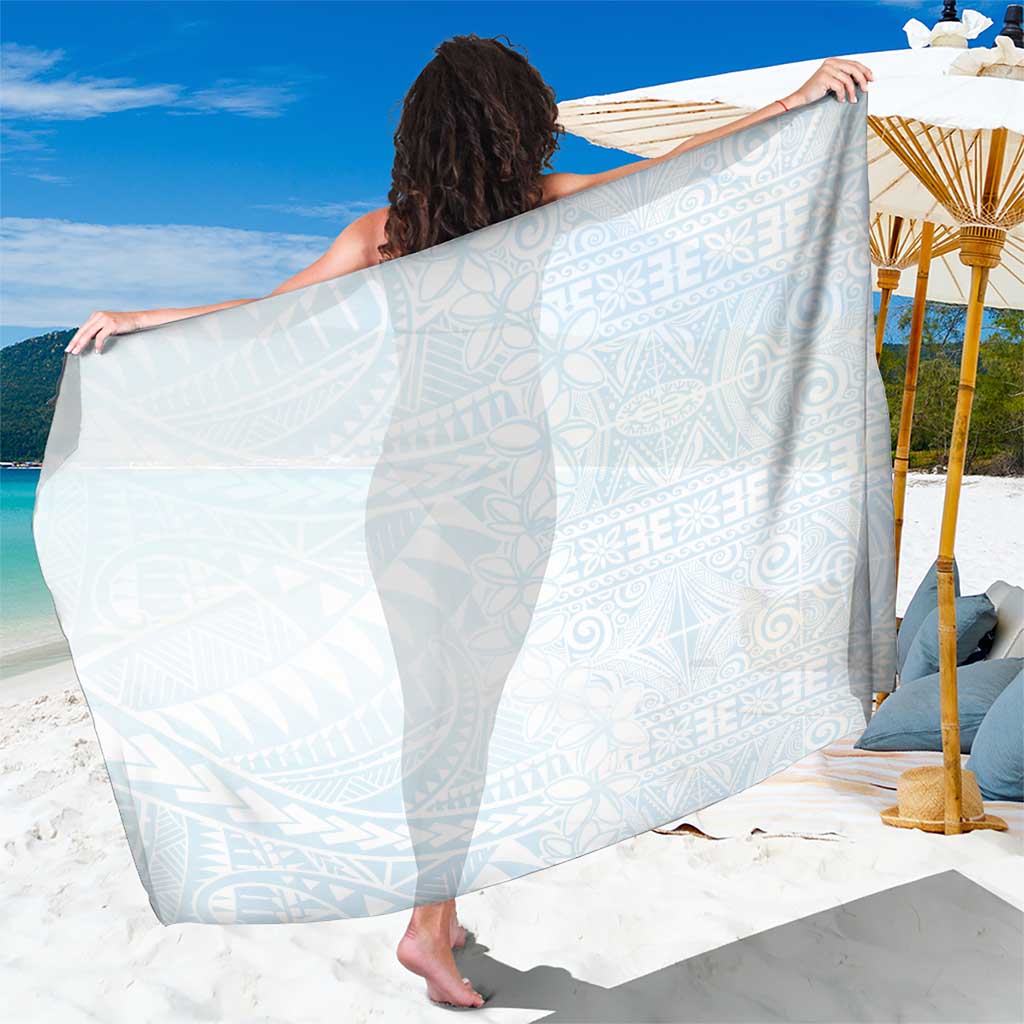 White Sunday Sarong Plumeria Tatau Mix Tapa LT7 One Size 44 x 66 inches White - Polynesian Pride