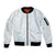 White Sunday Sleeve Zip Bomber Jacket Plumeria Tatau Mix Tapa