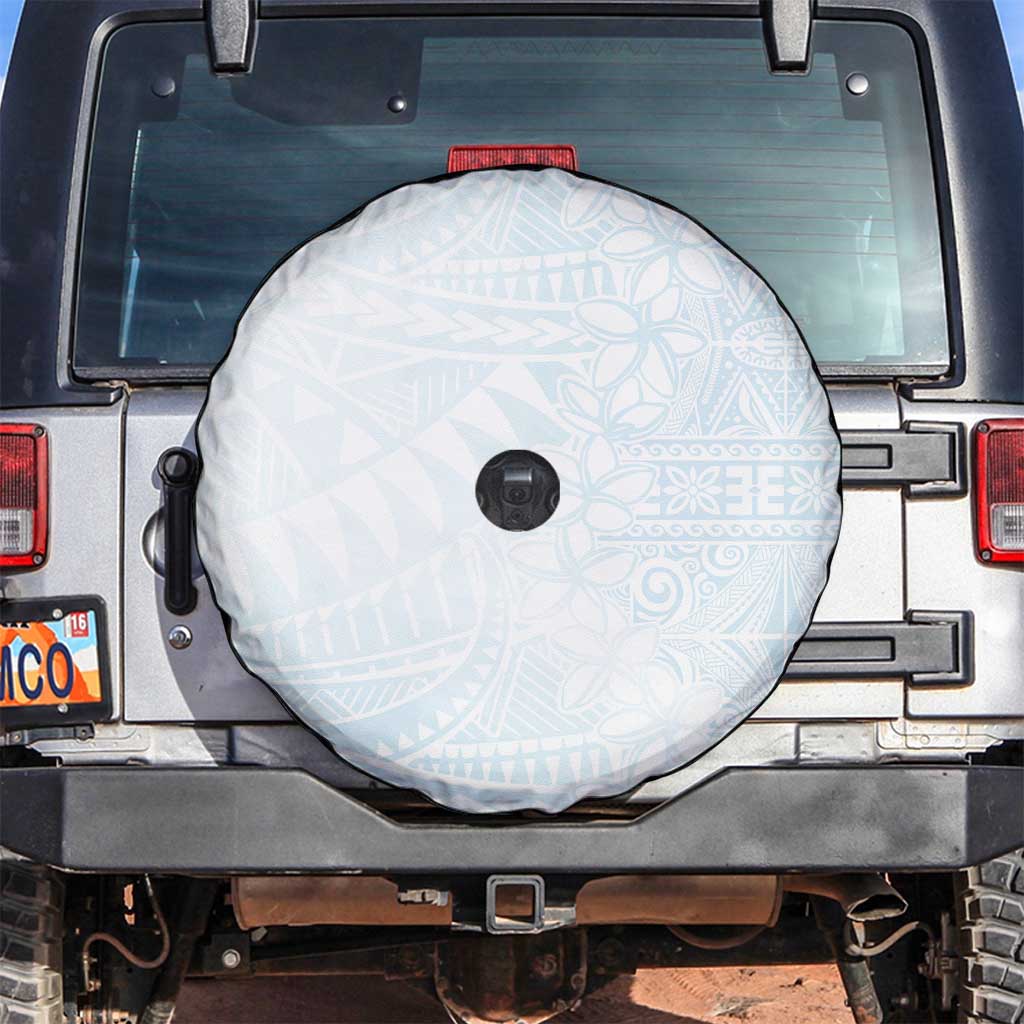 White Sunday Spare Tire Cover Plumeria Tatau Mix Tapa LT7 White - Polynesian Pride