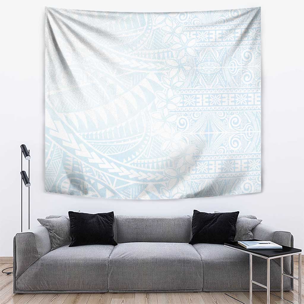 White Sunday Tapestry Plumeria Tatau Mix Tapa LT7 White - Polynesian Pride
