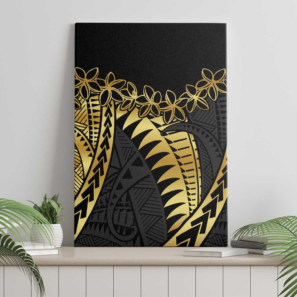 Polynesia Canvas Wall Art Black & Gold Fancy Plumeria LT7 - Polynesian Pride