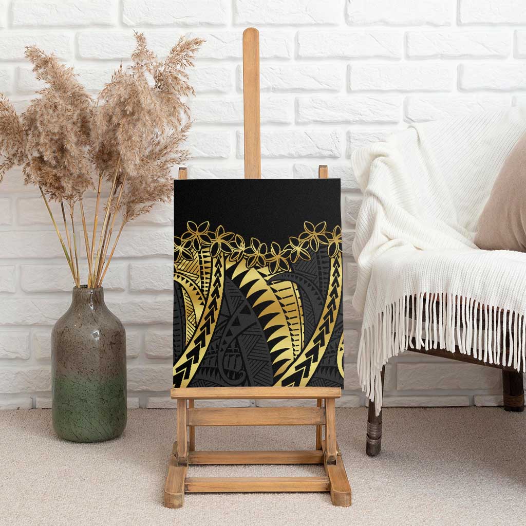 Polynesia Canvas Wall Art Black & Gold Fancy Plumeria LT7 - Polynesian Pride