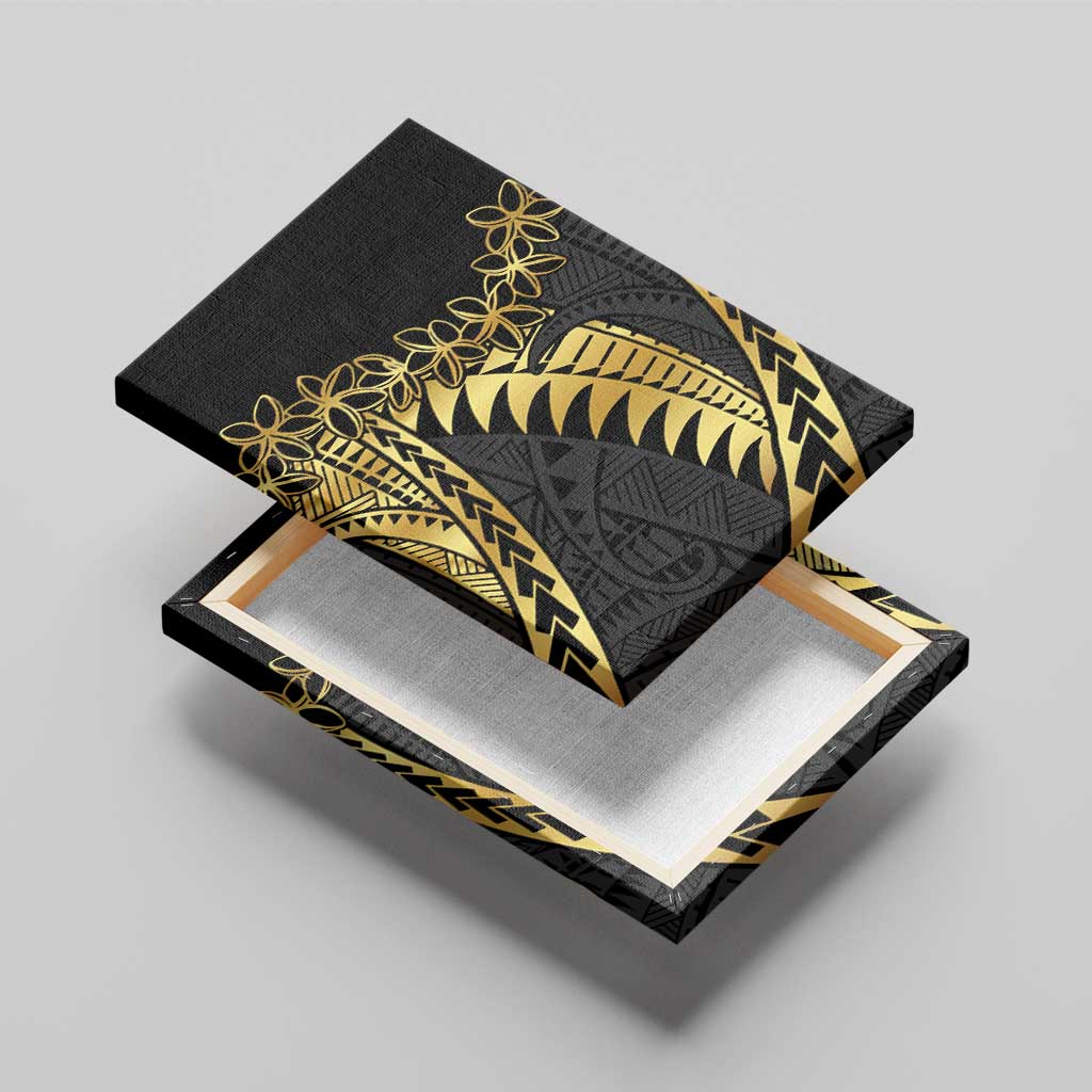 Polynesia Canvas Wall Art Black & Gold Fancy Plumeria LT7 - Polynesian Pride