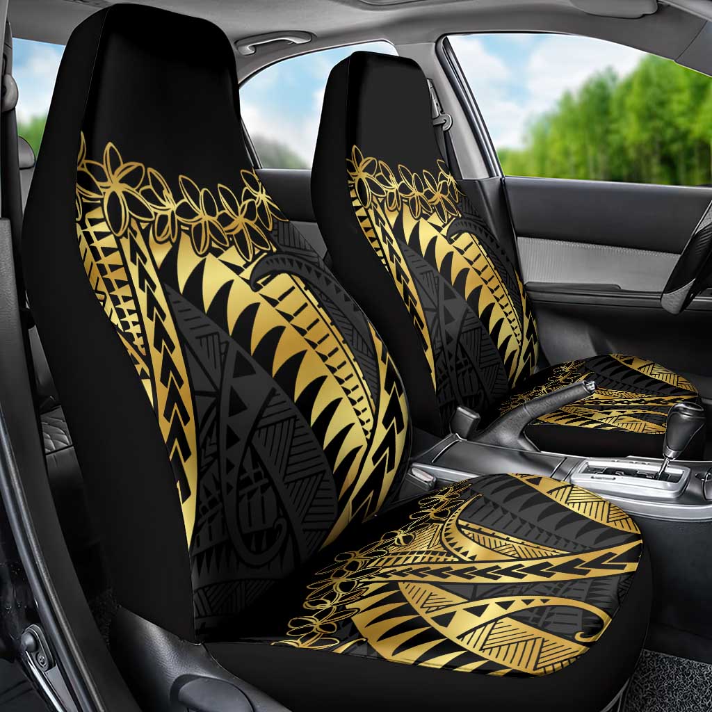 Polynesia Car Seat Cover Black & Gold Fancy Plumeria LT7 - Polynesian Pride