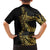 Polynesia Family Matching Long Sleeve Bodycon Dress and Hawaiian Shirt Black & Gold Fancy Plumeria