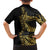 Polynesia Family Matching Off The Shoulder Long Sleeve Dress and Hawaiian Shirt Black & Gold Fancy Plumeria