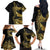 Polynesia Family Matching Off The Shoulder Long Sleeve Dress and Hawaiian Shirt Black & Gold Fancy Plumeria