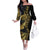 Polynesia Family Matching Off The Shoulder Long Sleeve Dress and Hawaiian Shirt Black & Gold Fancy Plumeria