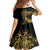 Polynesia Family Matching Puletasi and Hawaiian Shirt Black & Gold Fancy Plumeria