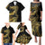 Polynesia Family Matching Puletasi and Hawaiian Shirt Black & Gold Fancy Plumeria